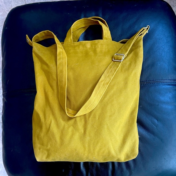 BAGGU Handbags - Baggu Zip Duck Bag Yellow Cotton Canvas Boho Strap Handle Durable Satchel Purse